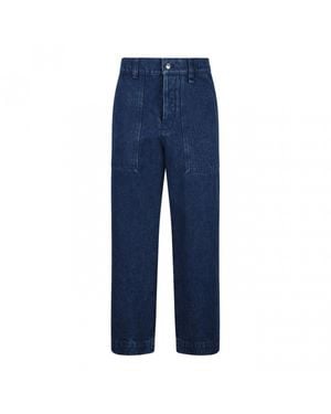 Maison Kitsuné Profile Fox Embroidered Workwear Jeans - Blue