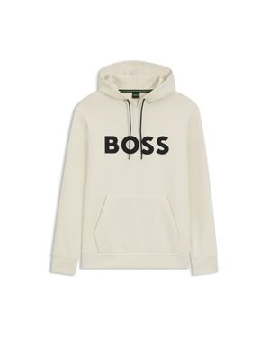 BOSS Cotton-Blend Hoodie With Moulded Logo - White