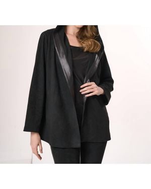 Angel Vegan Leather Suede Jacket With Leather Trim - Black