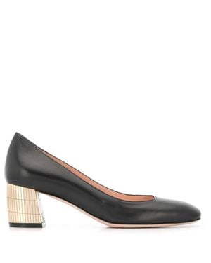 Bally Ladies Emily Leather Block-Heel Pumps, Brand Size 35 (Us - Blue