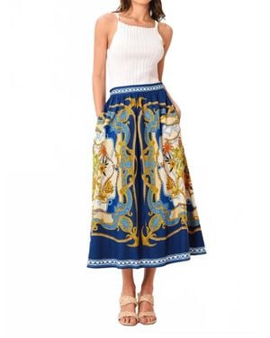 Sugarlips Printed Woven Maxi Skirt - Blue