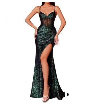 Clarisse Shimmering Sequin Gown - Green