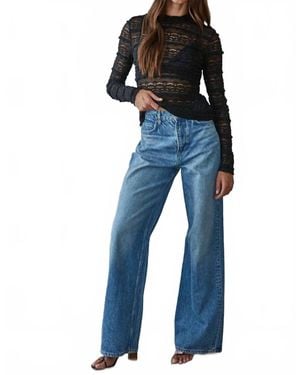 By Together Woven Lace See Through Mock Top - Blue