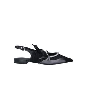 Pinko Gianira Leather Fabric Ballerinas - Black