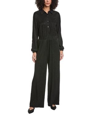 Marion Crinkled Plisse Casual Jumpsuit - Black