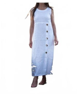EG Fashion Prima Sleeveless Long Linen Dress - Blue