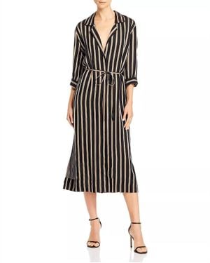 7 For All Mankind Striped Midi Dress - Black