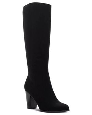 Style & Co. Style & Co Addyy Boots Faux Suede Block Heel Knee High Hawk1268 - Black