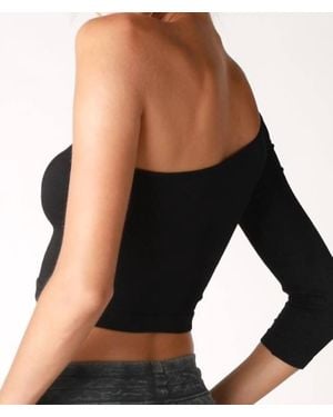 Nikibiki Ribbed One Shoulder Crop Top - Black