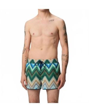 Missoni Macro Zigzag Print Swim Shorts - Green