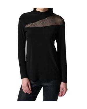 Joseph Ribkoff Embellished Mesh Long Sleeve Top - Black