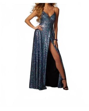 Mori Lee Two-Tone Sequins Dress - Blue
