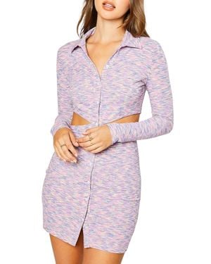 Pretty Garbage Cutout Collared Mini Dress - Purple
