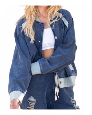 Pol French Terry Baseball Jacket - Blue