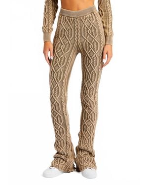 SER.O.YA Cayenne Cable Knit Flare Pants - Natural