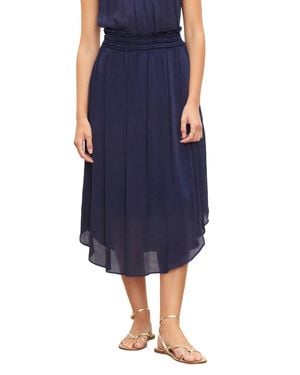 Velvet By Graham & Spencer Crinkled Viscose Midi Skirt - Blue