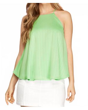 She + Sky Tone On Tone Striped Satin Cami Top - Green