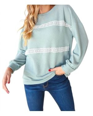 Haptics Long Sleeve With Crochet Sweater - Blue