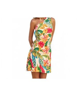 Dress Forum Super Bloom One Shoulder Ruched Mini Dress - Black