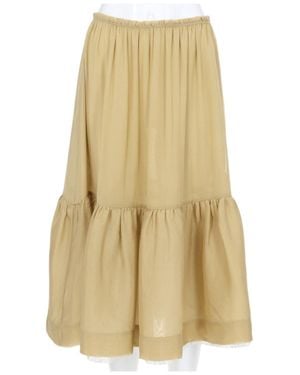 Paloma Wool Silk Ruffled Gathered Midi Skirt - Natural