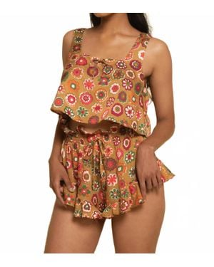 Montce Silk Square Neck Crop Top - Orange