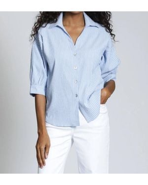 Apny Stripe Shirt With Blouson Sleeve - Blue