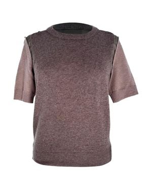 Lanvin Short-Sleeve Crew Neck Knitted Top - Purple