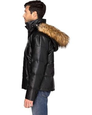 Threadfast Apparel Vegan Leather Puffer Jacket - Black