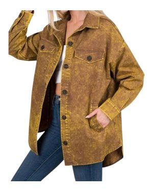 Zenana Oversized Vintage Washed Shacket - Multicolor