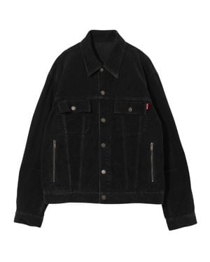 Undercover Front Button Fastening Denim Jacket With Bold Embroidery - Black