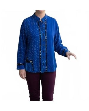 Iguana Batik Boxy Jacket Top - Blue