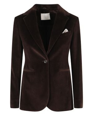 Circolo 1901 Slim Single-Breasted Velvet Welt Pocket Jacket - Black