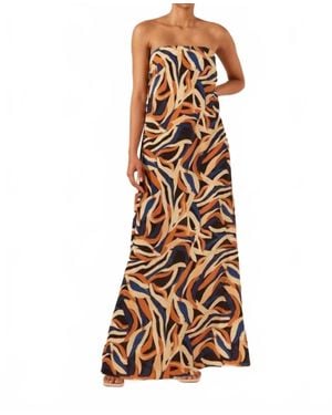 Shona Joy Palma Silk Strapless Column Maxi Dress - Multicolor