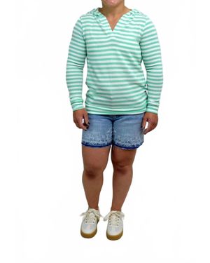 Michelle Mae Amelia Striped Hoodie - Blue