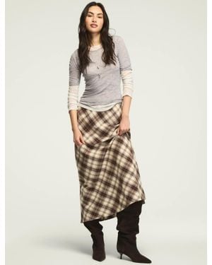 Lucky Brand Plaid Slip Skirt - Natural