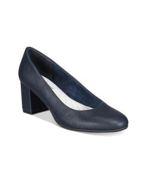 Easy Street Proper Pumps Round Toe Block Heel Slip-On Zpo3928 - Blue