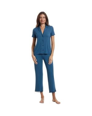 Natori Feathers Essentials Pajama Set Midnight Sleepwear Gbo3522 - Blue