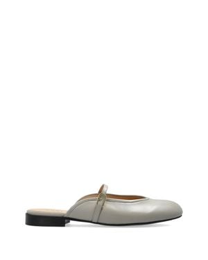 Furla Etoile Ballerina Linen Flax Buckle Mules - White