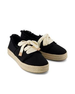 TOMS Carolina 10021856 Espadrille Round Toe Lace-Up Shoes Ver434 - Black