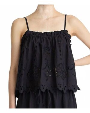 Apiece Apart Embroidered Cami Top - Black