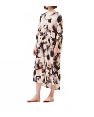 GRADE & GATHER Swirl Print Kaftan Tunic Dress - Natural