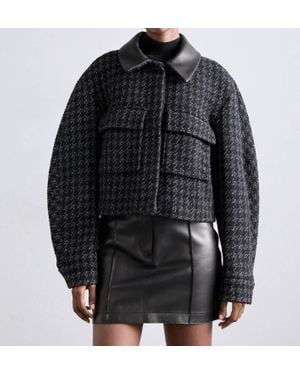 IRO Saloma Metallic Houndstooth Jacket - Black