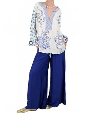 ME 369 Alexa Amalfi Placket Tunique - Blue