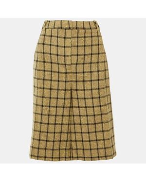 Ganni Checked Cotton Pleated Relaxed Fit Shorts - Natural