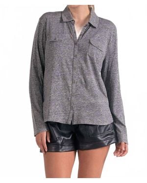 Elan Silly For Soft Button Down Shirt - Gray