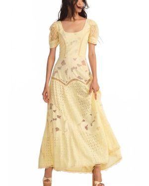 LoveShackFancy Nella Eyelet Patchwork Maxi Dress - Yellow