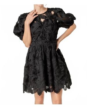 English Factory Flower Embellished Mini Dress - Black