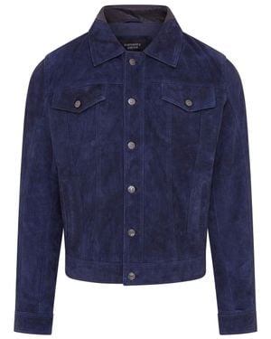 Infinity Leather Goat Suede Leather Jeans Jacket- Nurmes - Blue