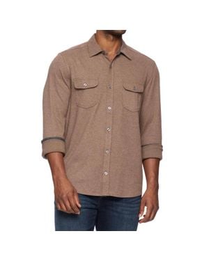 Flag & Anthem Madeflex Stretch Knit Flannel Shirt - Brown