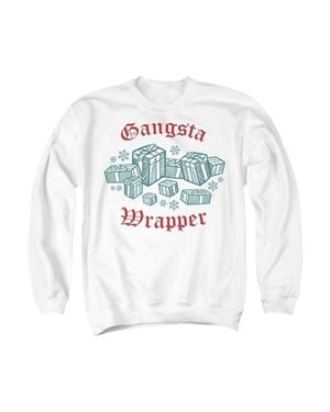 Gildan Gangsta Wrapper This Christmas Adult Crewneck Sweatshirt Sweater - White